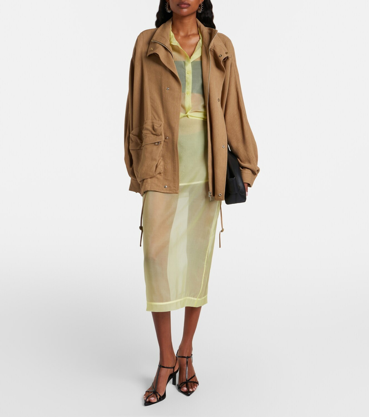 The Frankie Shop Peri sheer silk-blend midi skirt