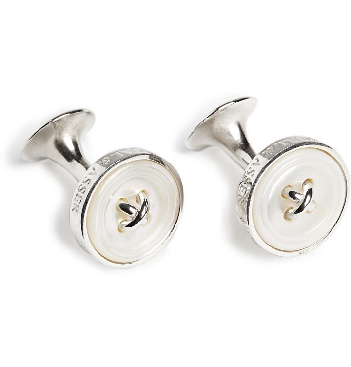 Photo: Turnbull & Asser - Button Silver Mother-of-Pearl Cufflinks - White