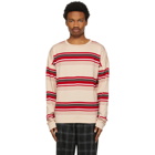 Marni Beige and Red Striped Long Sleeve T-Shirt