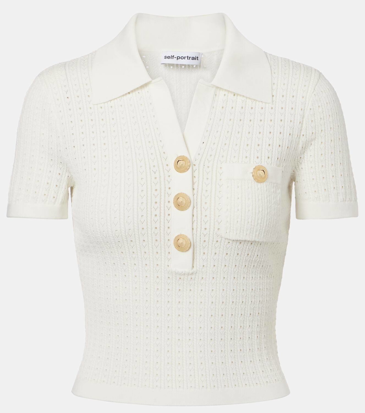 Self-Portrait Pointelle polo shirt