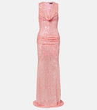 David Koma Sequined draped gown