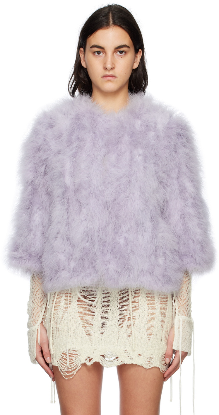 Purple feather jacket online