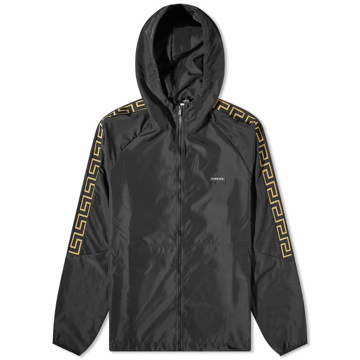 Photo: Versace Men's Logo Popover Hooded Track Jacket in Black