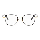 Linda Farrow Luxe Black and Gold Trouper C8 Glasses