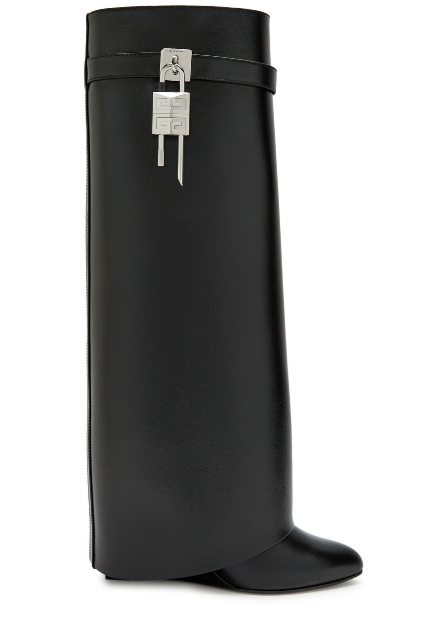 Givenchy Shark Lock 90 Leather Knee-high Boots Black