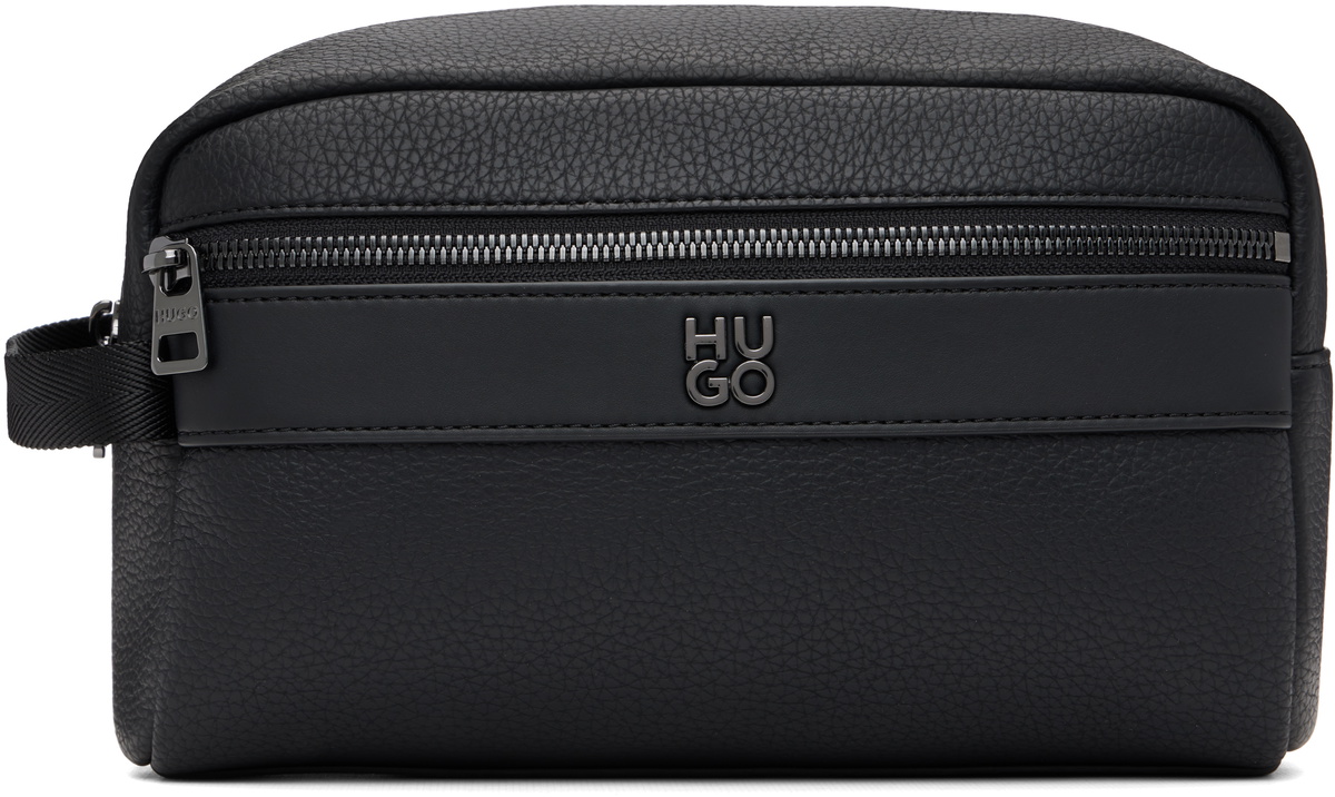 Hugo Black Polished Logo Wash Pouch
