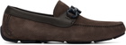 Ferragamo Brown Gancini Ornament Driver Loafers