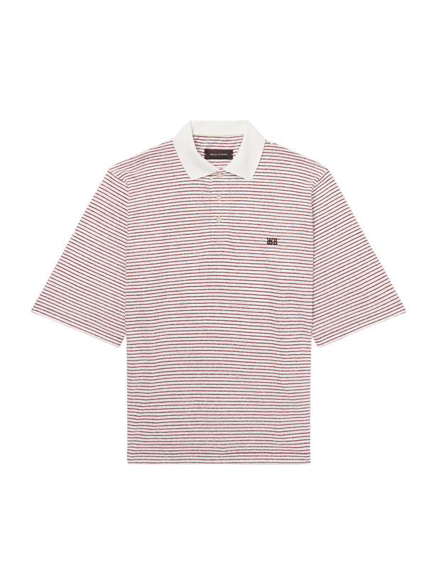 Photo: Wales Bonner - Bask Striped Linen and Cotton-Blend Polo Shirt - Pink