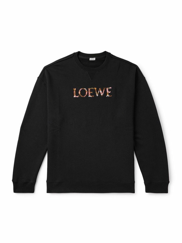 Photo: LOEWE - Logo-Embroidered Cotton-Jersey Sweatshirt - Black