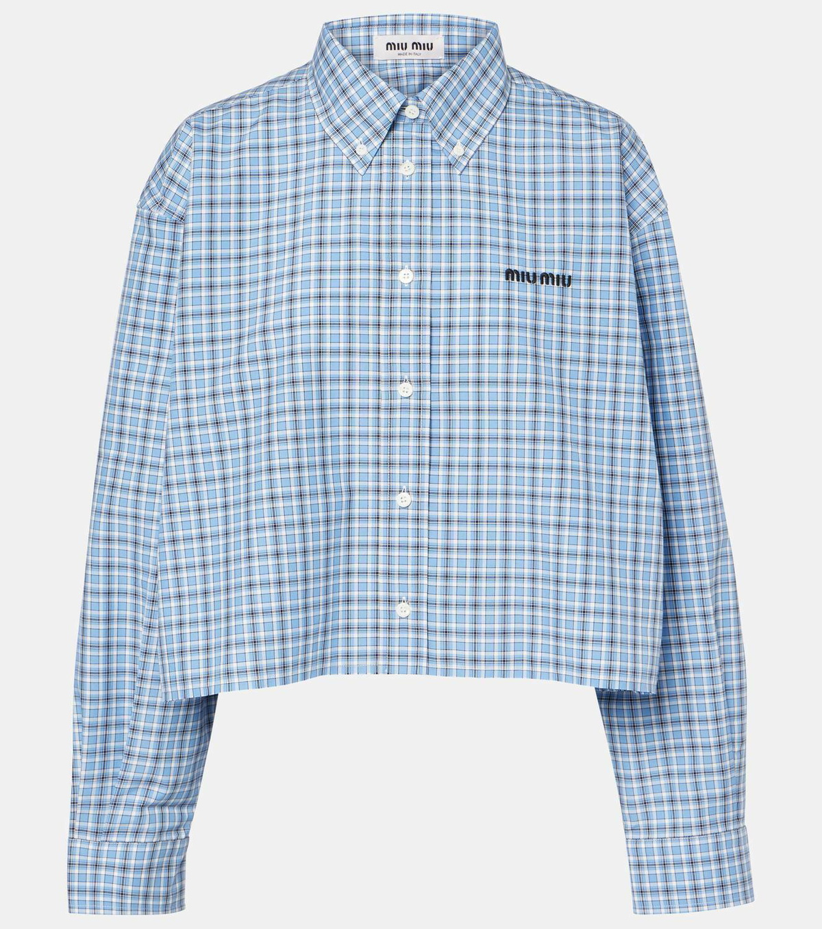 Miu Miu Cropped checked cotton shirt