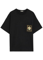 Bode Bullion Card Appliquéd Cotton T-shirt Black