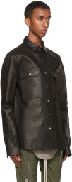 Rick Owens Black Leather Shirt