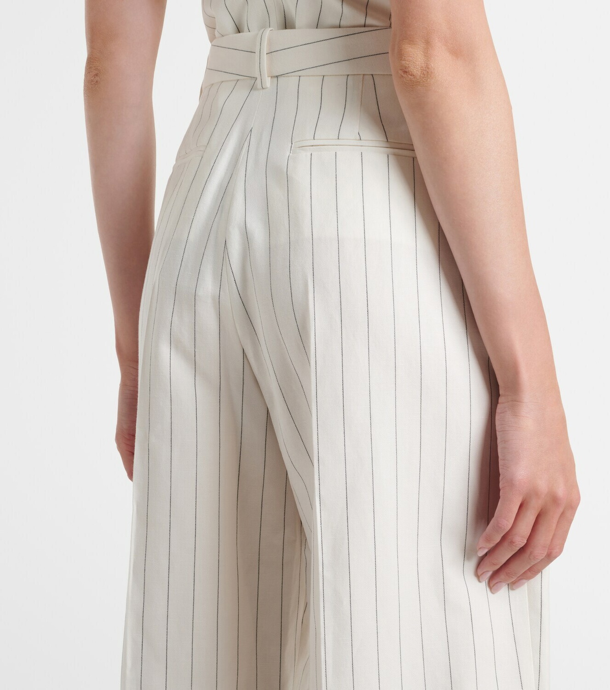 Ralph Lauren Collection Harlo striped cotton, linen and wool pants