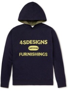 4SDesigns - Logo-Jacquard Wool-Blend Hoodie - Blue