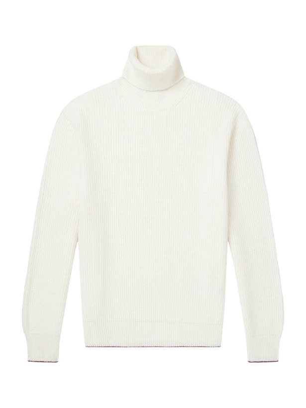 Photo: Canali - Wool and Cashmere-Blend Rollneck Sweater - White