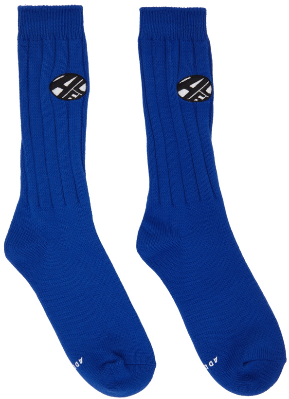 Photo: ADER error Blue Distort Logo Socks