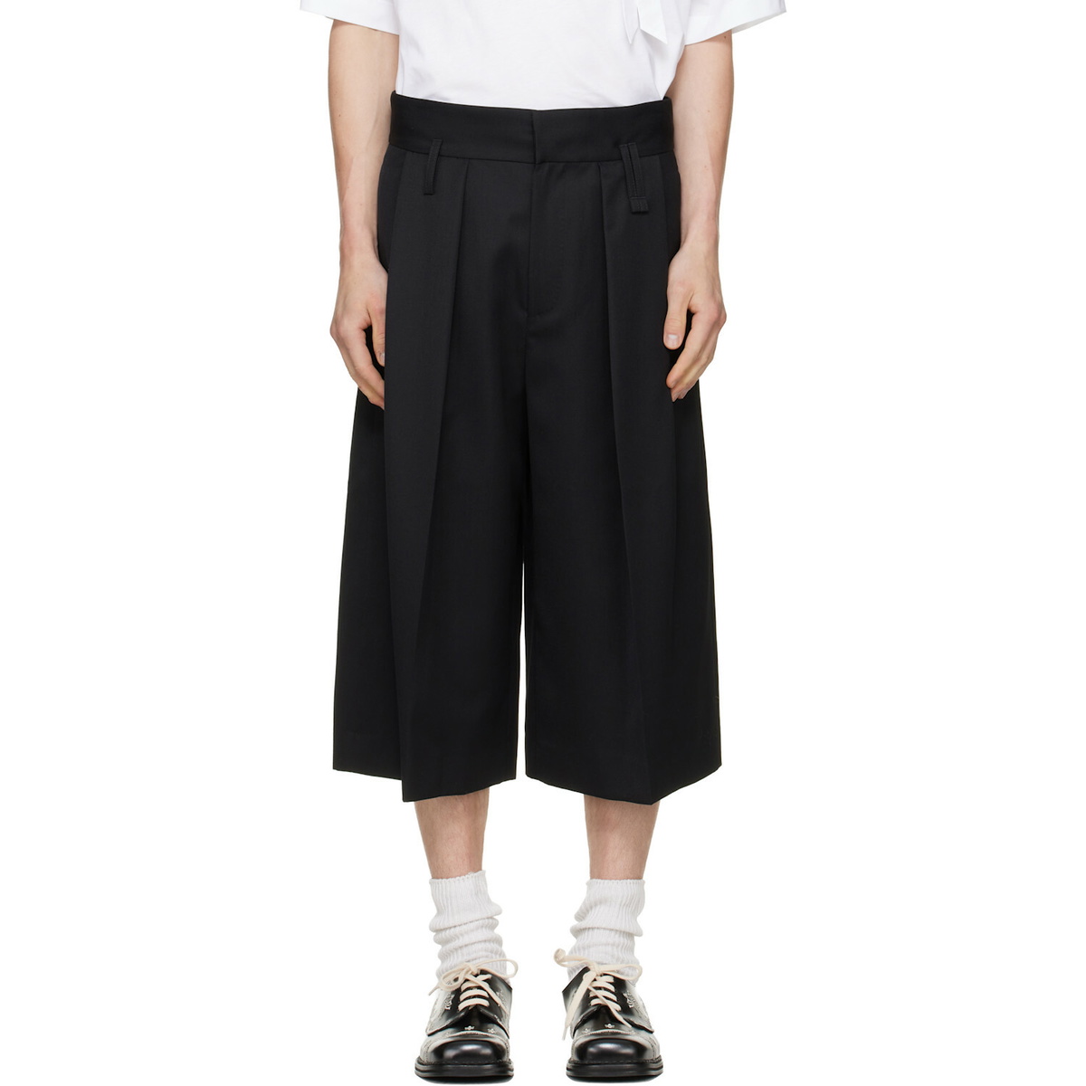Simone Rocha Black Peeling Waist Wide Leg Shorts