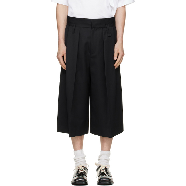 Photo: Simone Rocha Black Peeling Waist Wide Leg Shorts