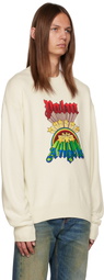 Palm Angels White Graphic Sweater