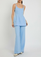 Faithfull The Brand Syna Darted Linen top Light Blue