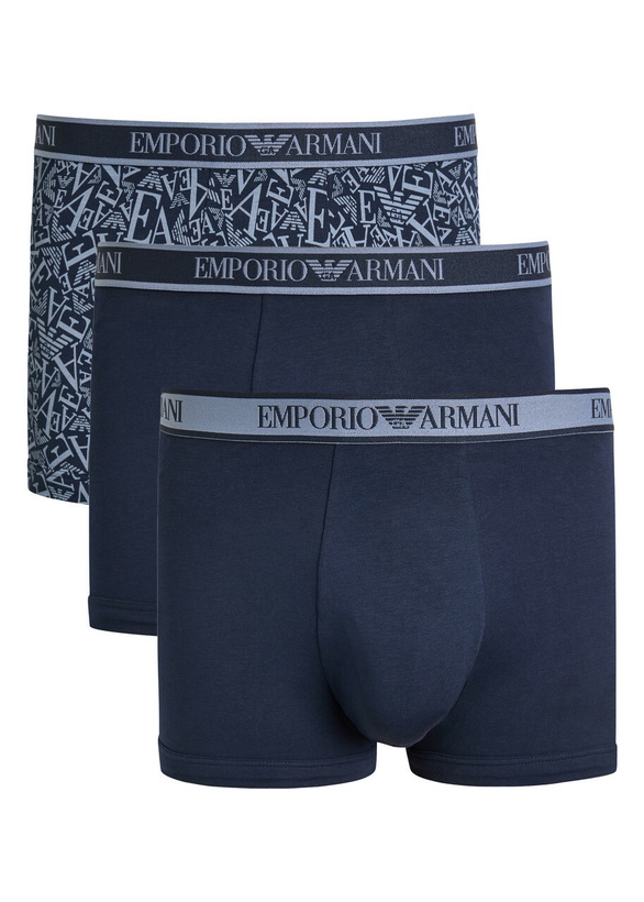 Photo: Emporio Armani Logo-jacquard Stretch-cotton Trunks set of Three Blue