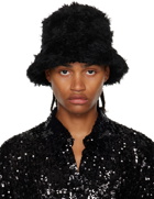 Dries Van Noten Black Mohair Bucket Hat