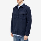 Norse Projects Men's Silas Textured Cotton Wool Overshirt in Dark Navy