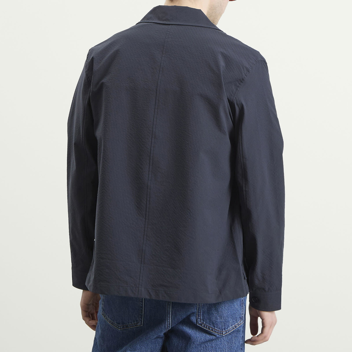 NN07 Men's Blaze Seersucker Shirt Jacket in Navy Blue