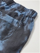 Desmond & Dempsey - Tie-Dyed Linen Pyjama Shorts - Blue