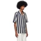 AMI Alexandre Mattiussi Beige and Navy Striped Shirt