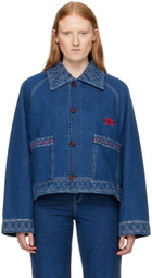 Bode Blue Embroidered Denim Jacket