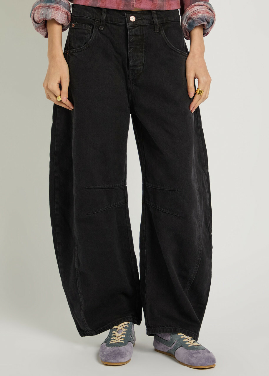 Free People Good Luck Barrel-leg Jeans Black