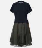 Sacai Jersey-paneled midi dress