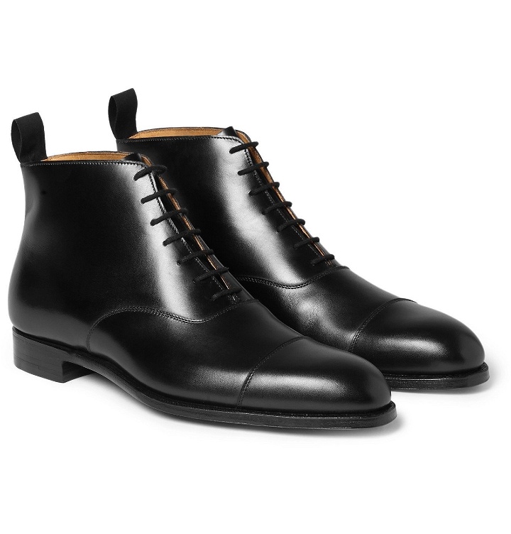 Photo: George Cleverley - William Cap-Toe Cotswold Grain Leather Boots - Black