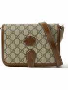 GUCCI - Leather-Trimmed Monogrammed Coated-Canvas Messenger Bag