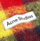 Acne Studios - Fringed Logo-Appliquéd Checked Knitted Scarf - Blue