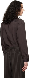 BOSS Brown Flap Pocket Linen Shirt