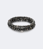 Sydney Evan Set of 2 14kt white gold beaded bracelets with diamonds and moonstones