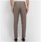 Saman Amel - Taupe Tapered Pleated Mélange Wool, Silk and Linen-Blend Suit Trousers - Brown