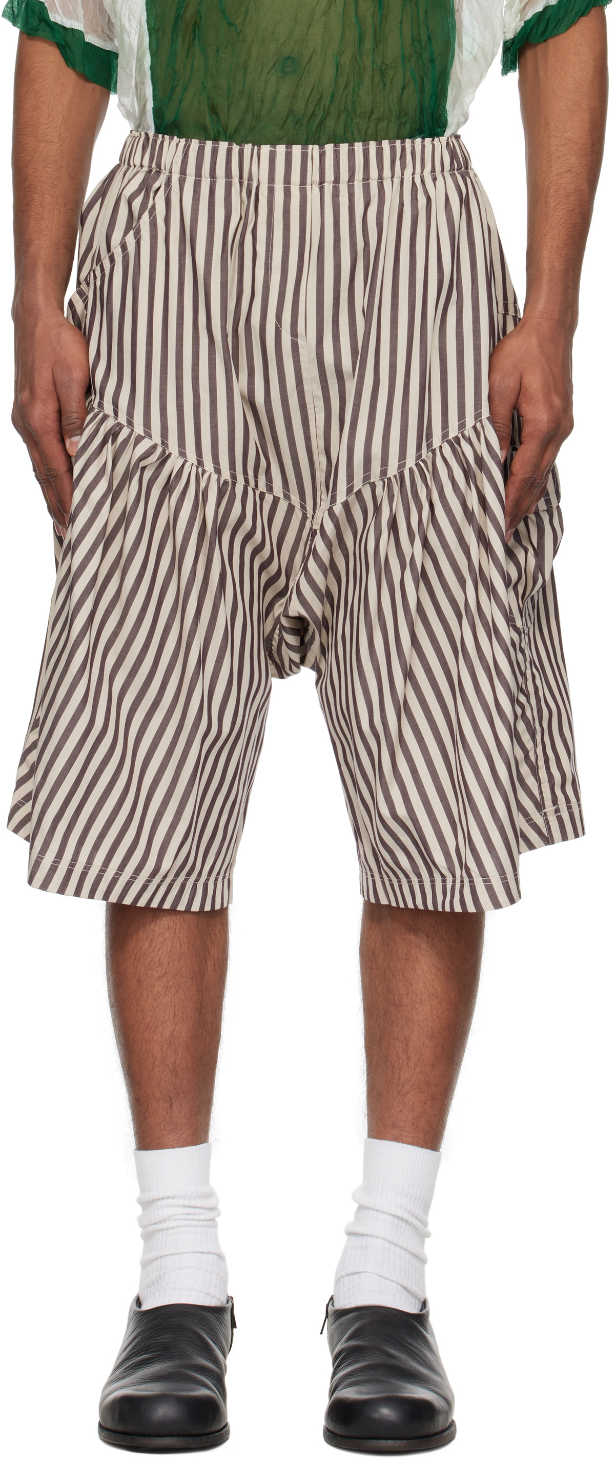 SC103 Off-White & Brown Atlas Shorts