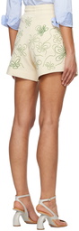 Dries Van Noten Off-White Embroidered Shorts