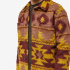 Universal Works Men's Santa Fe Fleece Lumber Jacket in Burgundy/Mustard