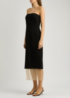 Esse Studios Issia Panelled Strapless Woven Midi Dress Black