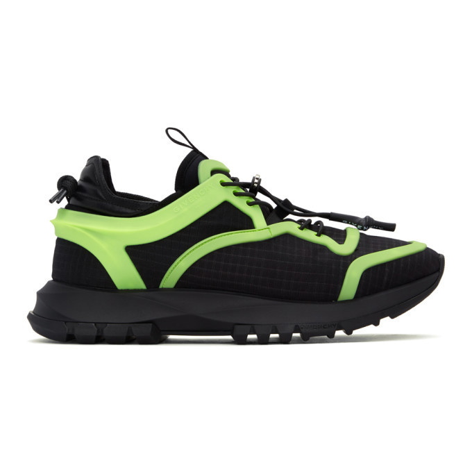 Photo: Givenchy Black and Green Spectre Cage Runner Sneakers