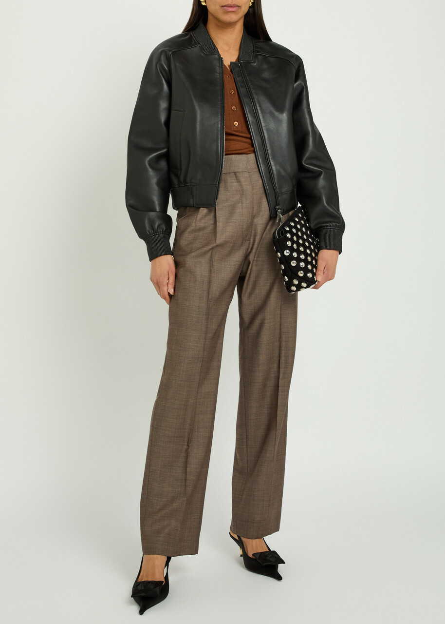Joseph Quinn Leather Bomber Jacket Black