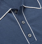 Dunhill - Contrast-Tipped Pima Cotton-Jersey Polo Shirt - Blue