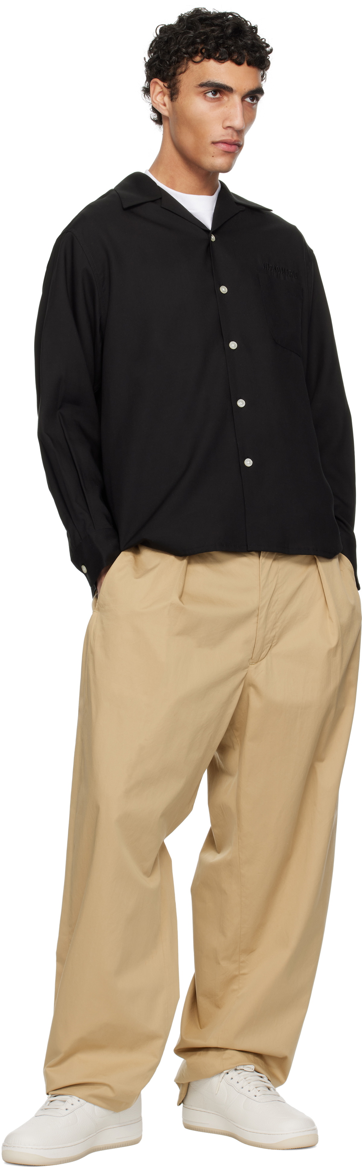 WACKO MARIA Black 50's Open Collar Shirt Wacko Maria