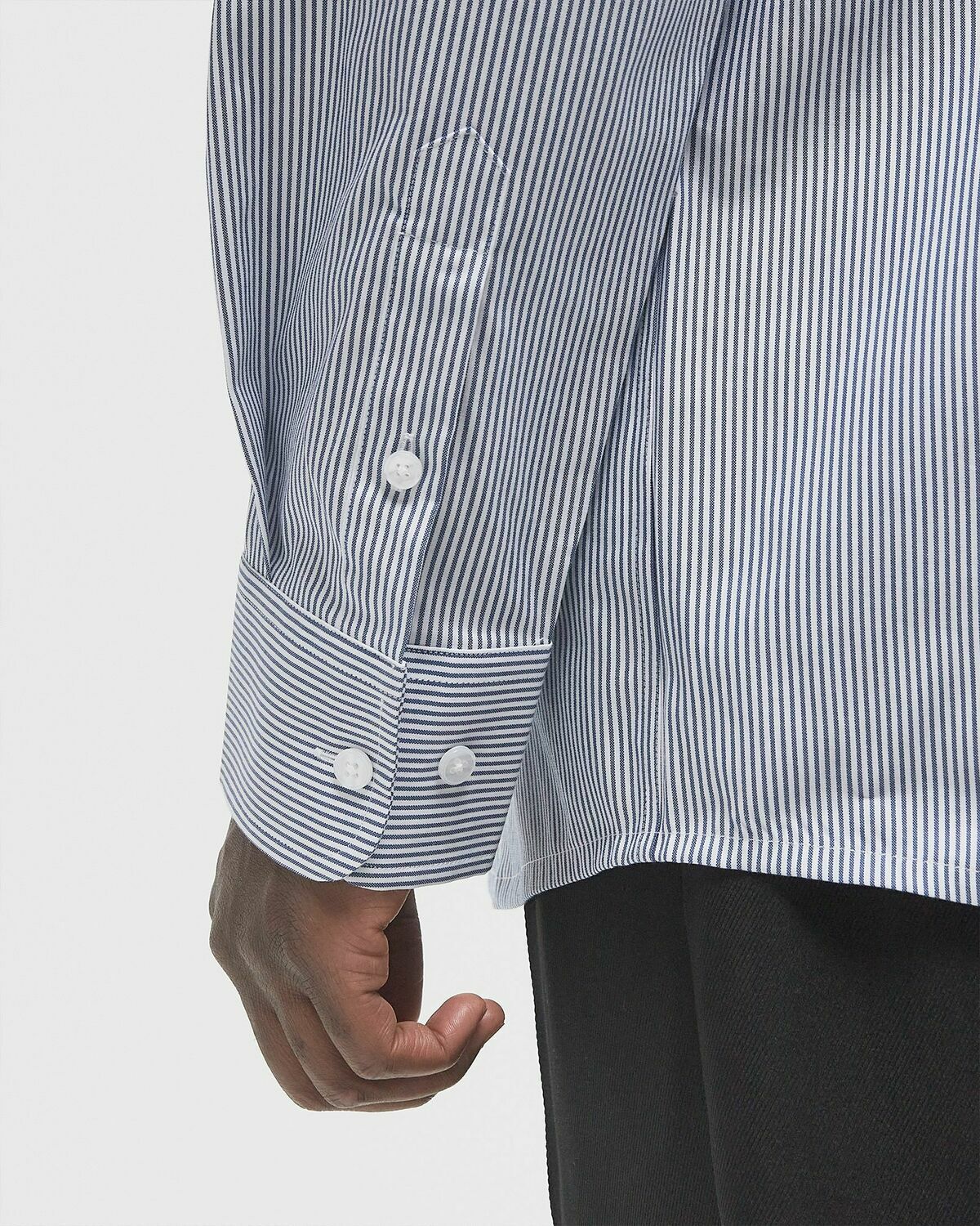 ØLÅF OXFORD STRIPE SHIRT LS Blue Mens Longsleefe