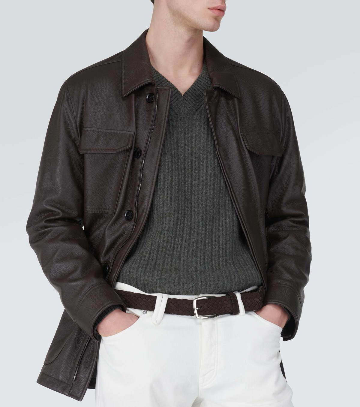 Brioni Braided suede belt