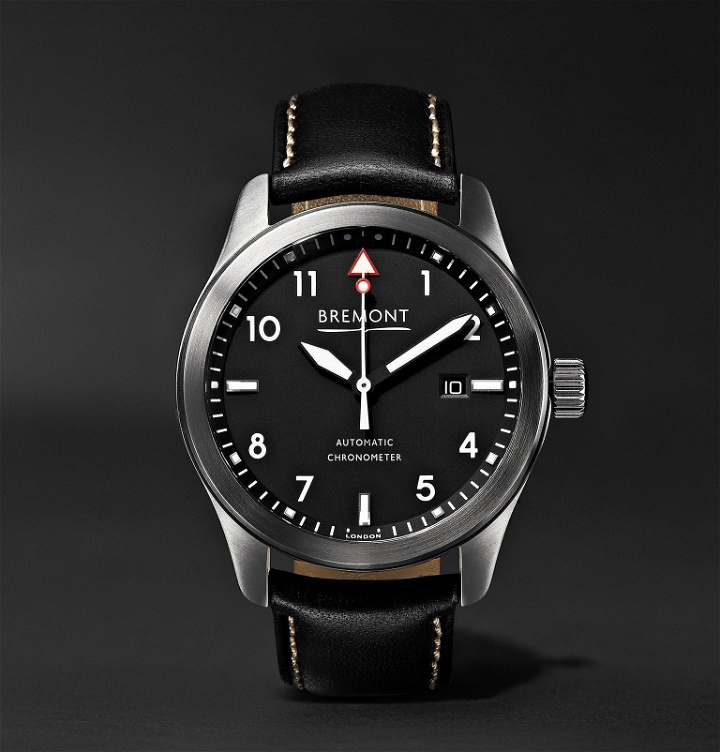 Photo: Bremont - SOLO/WH Automatic 43mm Stainless Steel and Leather Watch - Black